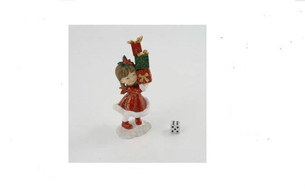 Pige med julegaver H = 12 cm.