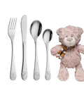 Rustfrit stål bestik m. teddy inkl. bamse