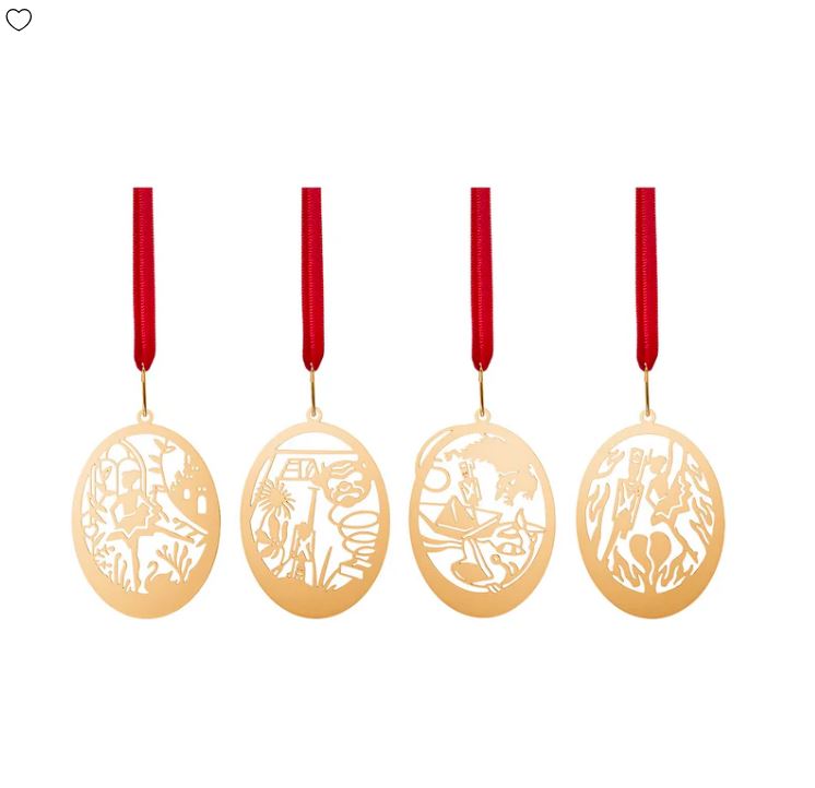 H.C. Andersen Julepynt 4 stk. Ophæng - Den standhaftige Tinsoldat - 18k fg