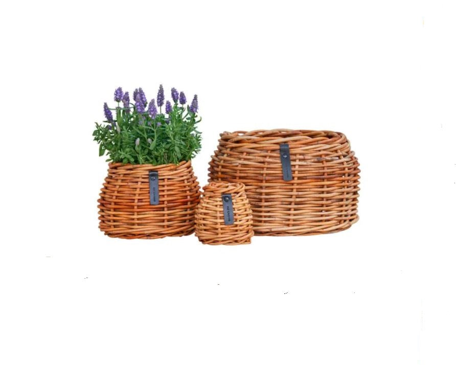 A2 Living Rund Rattan Urtepotte (Bowl) - Lacak (sæt m. 3 stk. / 3 str.)