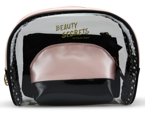 Beauty secrets by Gillian Jones | Toilettaske sæt á 3 lyserød og sort - Køb online nu
